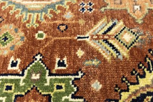Rust & Cream Tribal Geometric 3X10 Indo-Karajeh Oriental Runner Rug