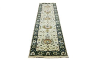 Cream Floral Osh Chobi 2'5X10 Peshawar Oriental Runner Rug