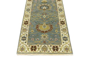 Blue-gray Floral Osh Chobi 2'5X13'9 Peshawar Oriental Runner Rug