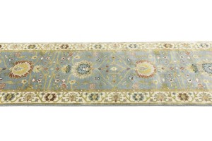 Blue-gray Floral Osh Chobi 3X13 Peshawar Oriental Runner Rug
