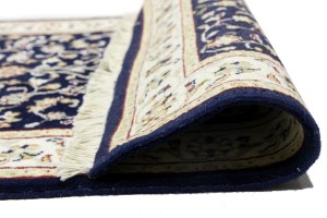Dark Navy Floral 2'5X8'4 Indo-Nain Oriental Runner Rug