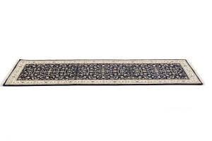 Dark Navy Floral 2'5X8'4 Indo-Nain Oriental Runner Rug