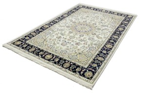 Cream Floral 6X9 Indo-Nain Oriental Rug