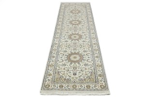 Cream Floral 3X10 Indo-Nain Oriental Runner Rug