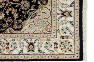 Dark Navy Floral 3X3 Indo-Nain Oriental Square Rug