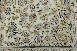 Cream Floral 5X8 Indo-Nain Oriental Rug
