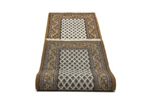 Cream Floral 2'5X8'8 Indo Botemir Oriental Runner Rug