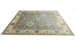 Blue-gray Floral Osh Chobi 12X15 Peshawar Oriental Rug