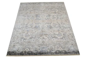 Multicolored Bamboo Silk 8X10 Distressed Modern Rug