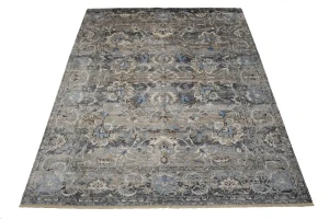 Multicolored Bamboo Silk 8X10 Distressed Modern Rug