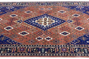 Rust & Navy Tribal 6X9 Indo-Joshaghan Oriental Rug
