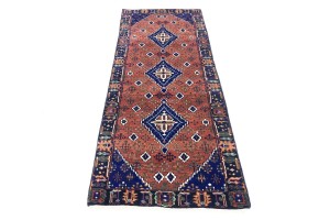 Rust & Navy Tribal 3X8 Indo-Joshaghan Oriental Runner Rug