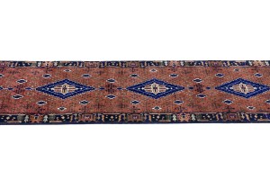 Rust & Navy Tribal 2'5X14 Indo-Joshaghan Oriental Runner Rug
