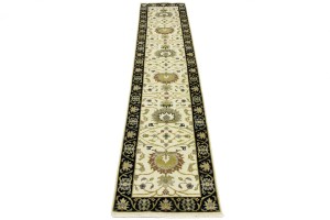 Cream Floral Osh Chobi 2'5X12 Peshawar Oriental Runner Rug