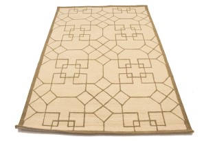 Cream & Brown Geometric 5X8 Hand-Tufted Modern Rug
