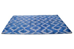 Blue Abstract 5X8 Hand-Tufted Modern Rug
