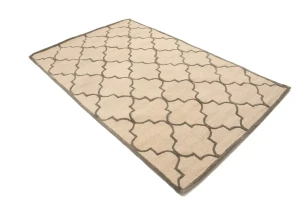 Cream & Brown Trellis 5X8 Hand-Tufted Modern Rug