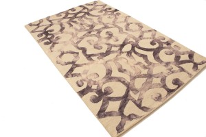 Dark Purple Abstract 5X8 Hand-Tufted Modern Rug