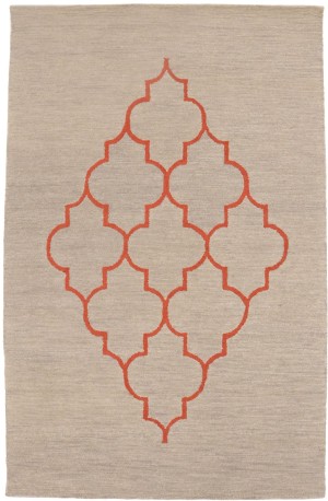 Beige & Orange Trellis 5X8 Hand-Tufted Modern Rug