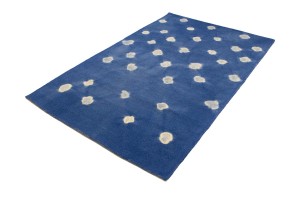 Blue Yellow Tie-Dye 5X8 Hand-Tufted Modern Rug
