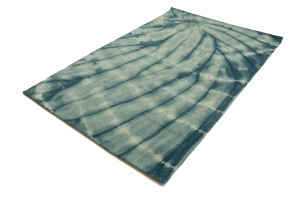 Dark Teal Tie-Dye 5X8 Hand-Tufted Modern Rug