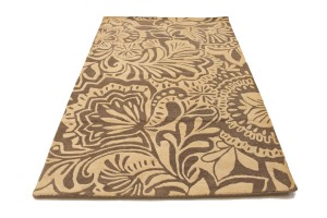 Brown & Cream Floral 5X8 Hand-Tufted Modern Rug