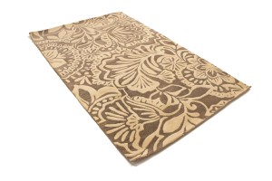 Brown & Cream Floral 5X8 Hand-Tufted Modern Rug