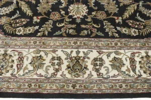 Black Floral 9X12 Indo-Nain Oriental Rug