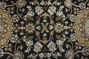 Black Floral 3X6 Indo-Nain Oriental Runner Rug