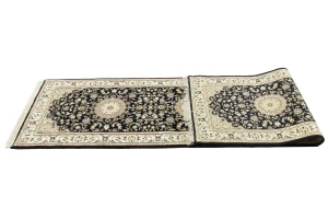 Black Floral 3X10 Indo-Nain Oriental Runner Rug