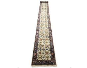 Cream Floral 2'6X23'4 Chobi Oriental Runner Rug