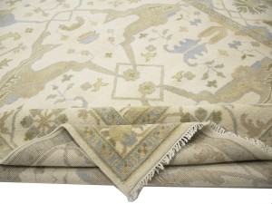 Cream Floral 9X18 Oushak Oriental Rug