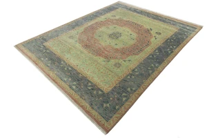 Coral Red Geometric 9X12 Mamluk Oriental Rug