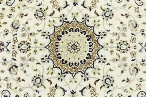 Cream Floral 3X4 Indo-Nain Oriental Rug