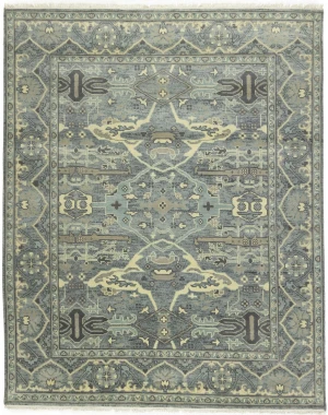 Muted Gray Floral 8X10 Transitional Oushak Oriental Rug