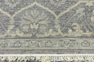 Muted Gray Floral 8X10 Transitional Oushak Oriental Rug