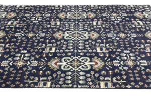 Dark Navy Floral Tribal 8X10 Oriental Rug