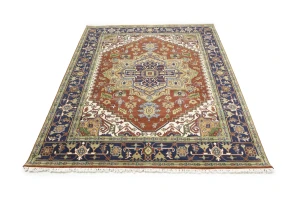 Rusty Red Geometric 8X10 Heriz Serapi Oriental Rug