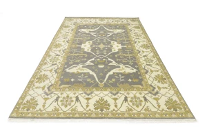 Taupe Floral 10X14 Oushak Oriental Rug