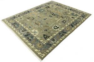 Khaki Floral 8X10 Oushak Chobi Oriental Rug