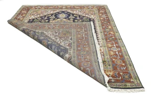 Dark Purple-navy Geometric 8X10 Heriz Serapi Oriental Rug
