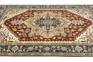 Rusty Red Geometric 9X12 Heriz Serapi Oriental Rug