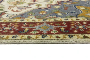 Cream Geometric 6X9 Heriz Serapi Oriental Rug