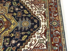 Dark Navy Geometric 6X9 Heriz Serapi Oriental Rug