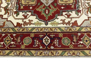 Cream Floral 9X12 Heriz Serapi Oriental Rug