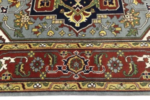 Gray Floral 9X12 Heriz Serapi Oriental Rug