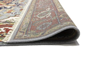 Gray Floral 9X12 Heriz Serapi Oriental Rug
