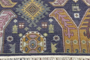 Dark Navy Tribal Geometric 8X10 Oriental Rug