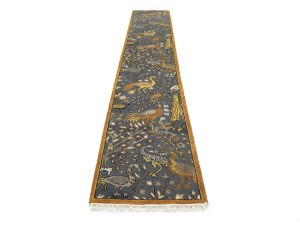 Light Gray Pictorial 2'6X16 Oriental Runner Rug