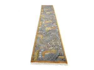 Light Gray Pictorial 2'6X16 Oriental Runner Rug